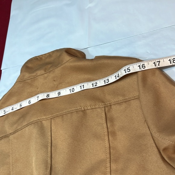 XL TAN button up Trench COAT office siren BELT pockets shoulder straps Corp core - Picture 16 of 16